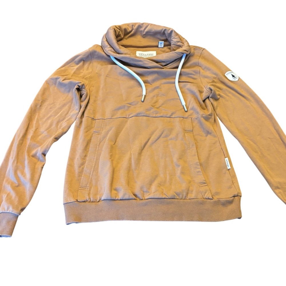 Wanakome Hestia | Womens M | Cowl Neck | Ginger Brown Tan | Rope Drawstring